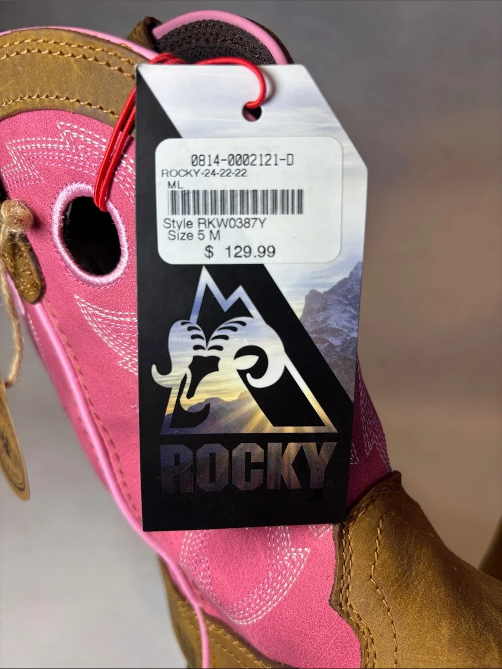 Rocky Legacy 32 Pull On boots, pink & brown leather, size 5M, New!